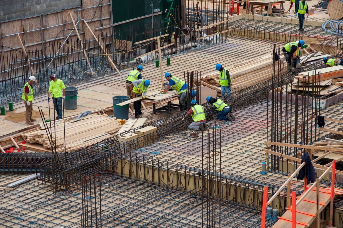 General contractor construction site with workers